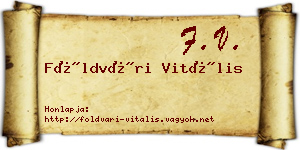 Földvári Vitális névjegykártya